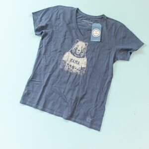 NEW Life is Good Mama Bear Blue V-Neck Crusher Tee Size Large